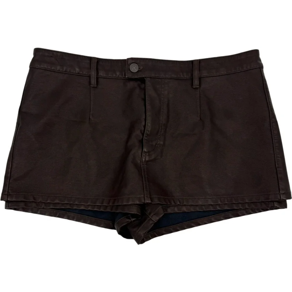 WE THE FREE 31 Skort Brown Vegan Leather Coated Mini Skirt Shorts Espresso Edgy